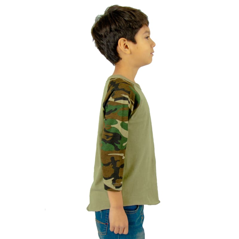 Shaka Wear Youth Three-Quarter Sleeve Camo Raglan T-Shirt 14
