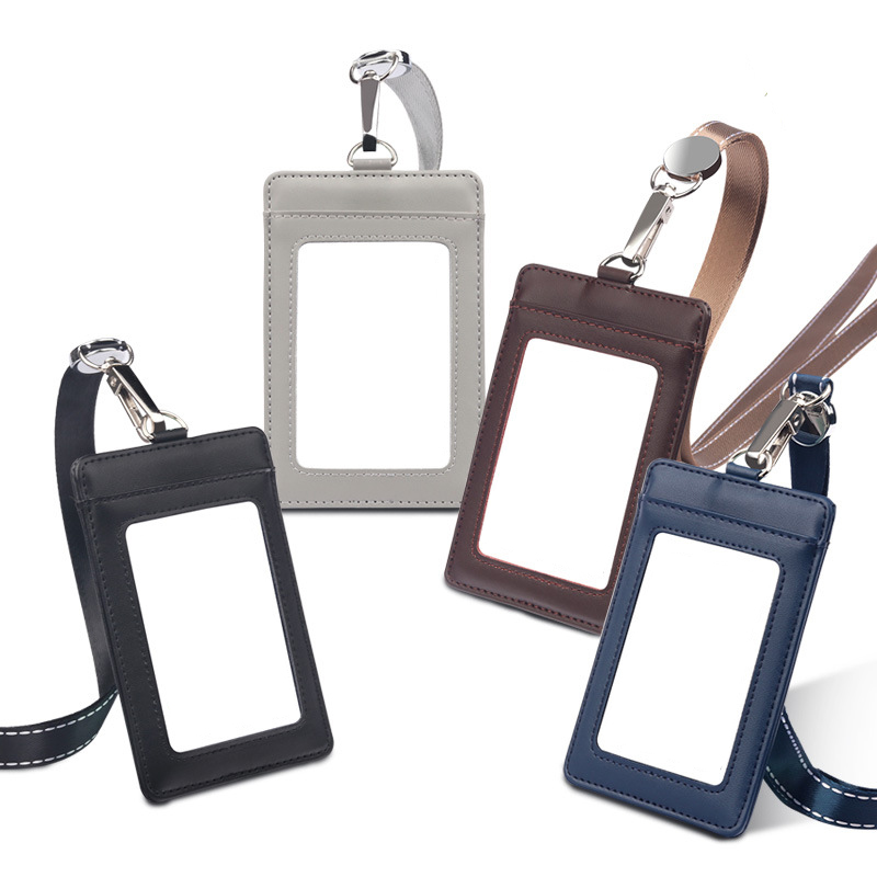 Leather ID Badge Holder with Lanyard 9