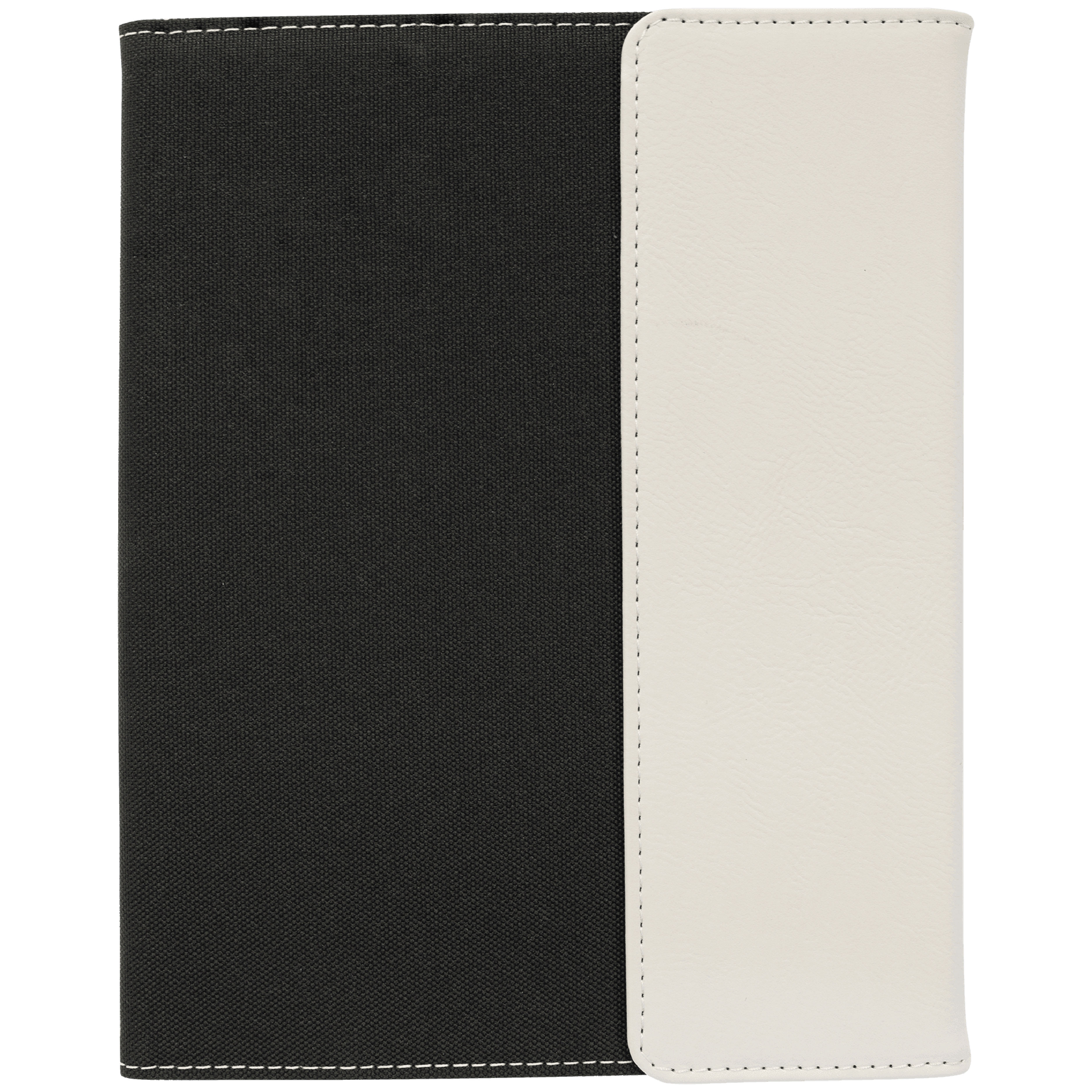 7" x 9" White Leatherette & Black Canvas Portfolio 3