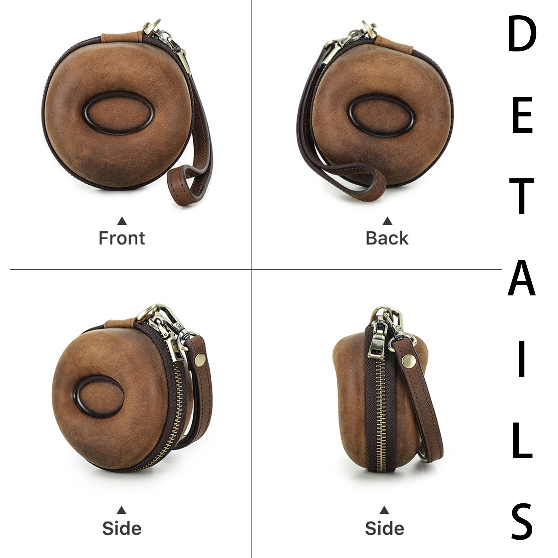 Genuine Leather Round portable watch storage bag 6