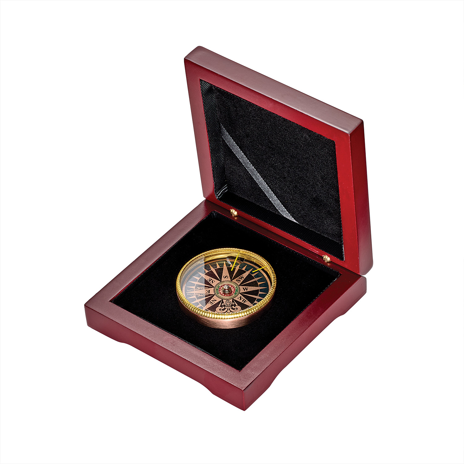 Cedar Creek® Mahogany Wood Box Desk Compass 4