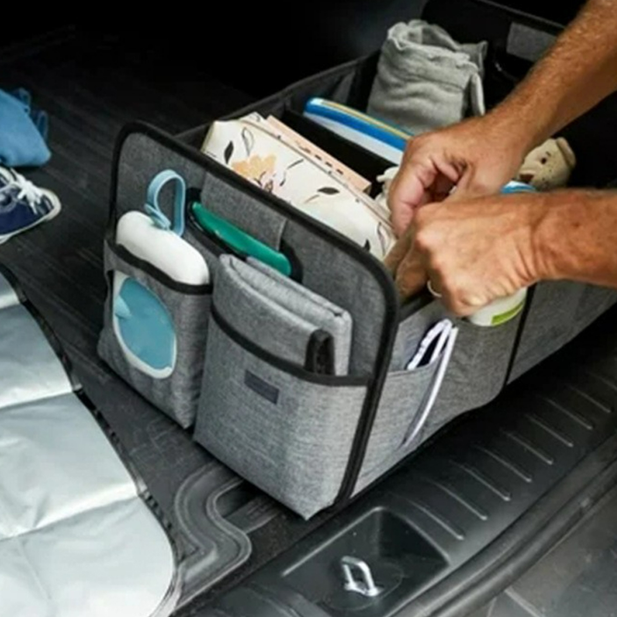 Collapsible Storage Car Trunk Organizer with Changing Mat 4