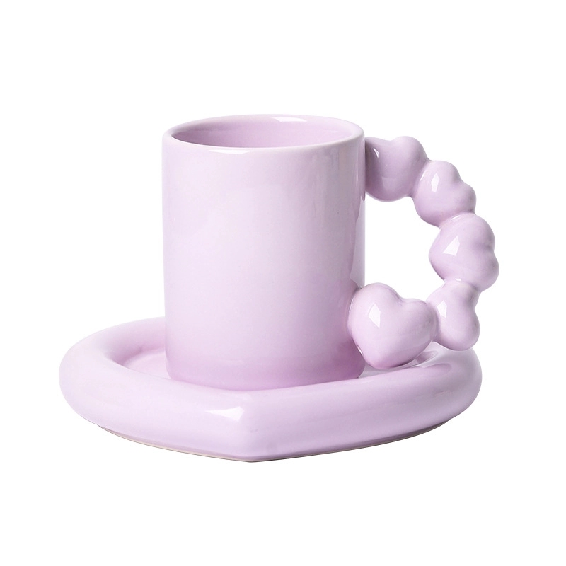 Custom 10 OZ. Ceramic Tea Cup Coffee Mug with Saucer Set 7