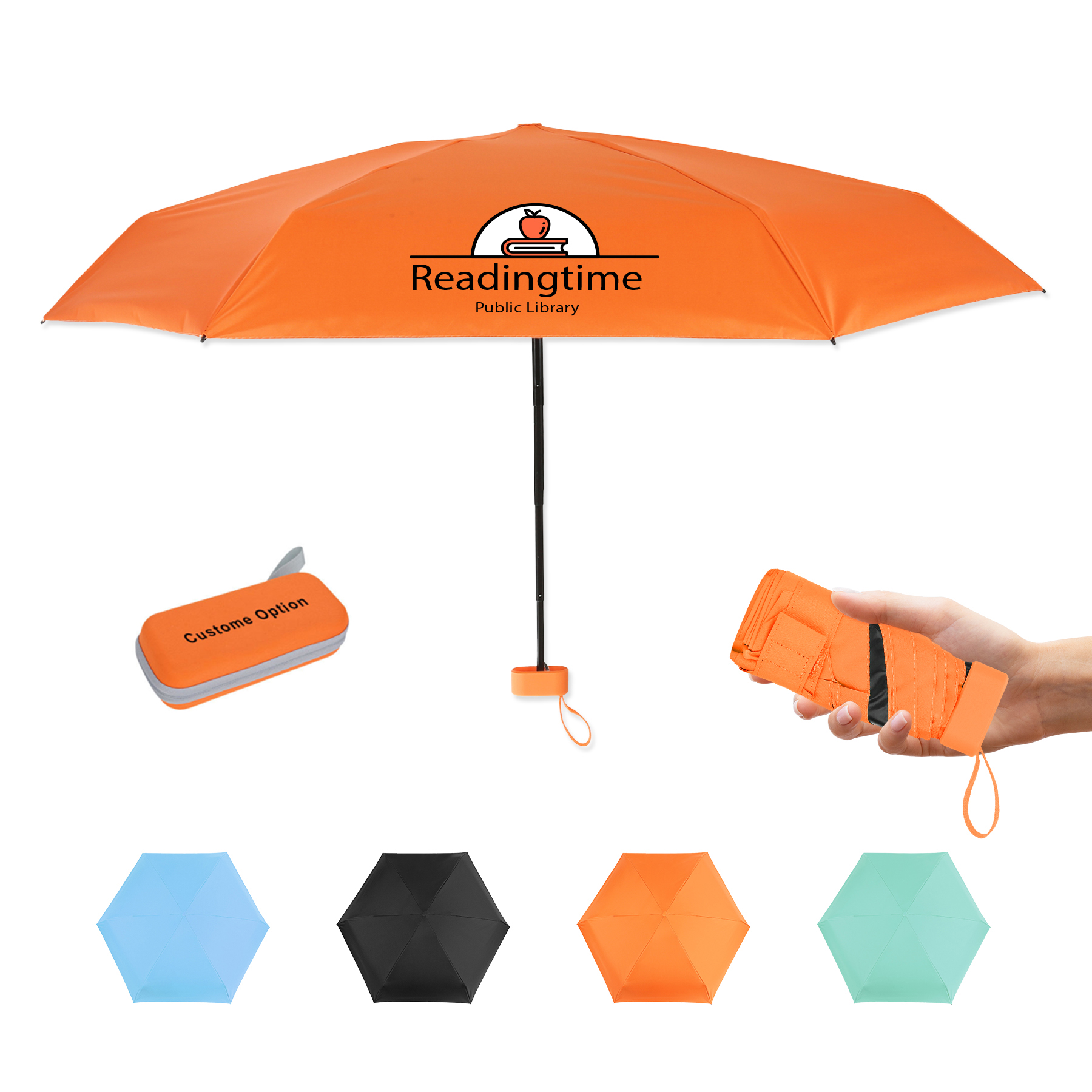 38" Arc Mini Folding Travel Umbrella with Case
