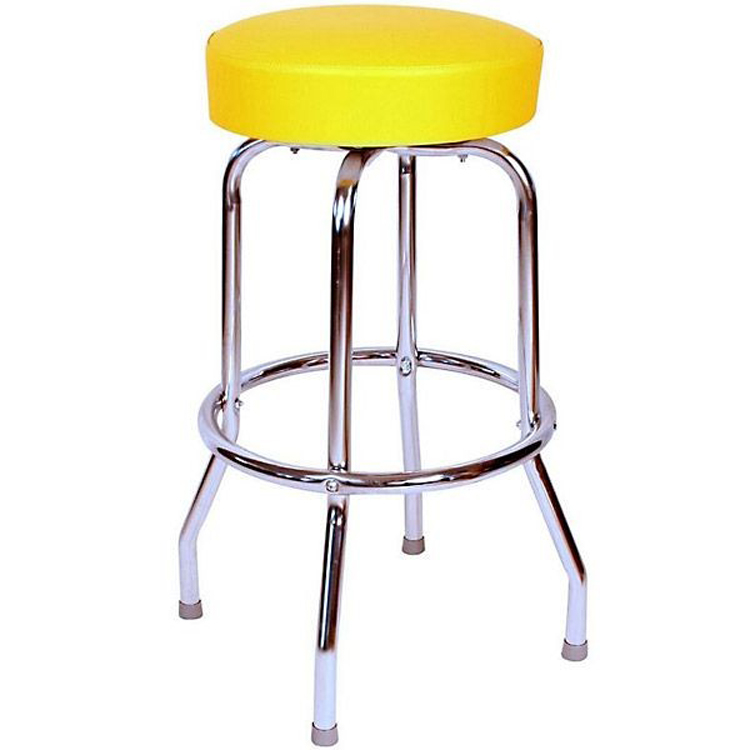 Single Ring Bar Stool with Chrome Frame and Swivel Seat 1