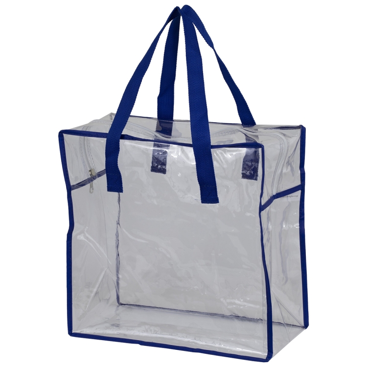 12"W x 12"H x 6"Gusset – "ARETE" Clear Vinyl Stadium Compliant Tote Bag with Zipper 15