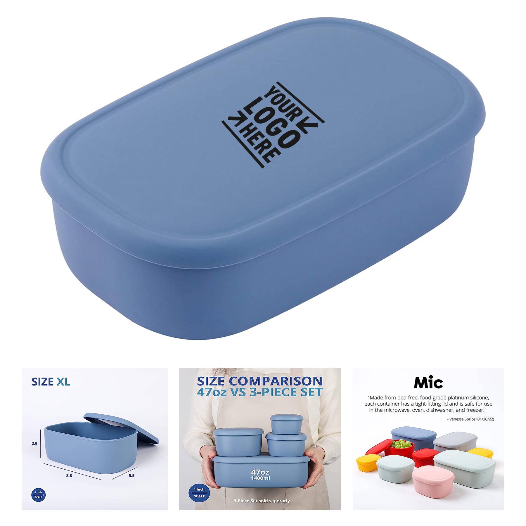 47oz Large Silicone Food Storage Container