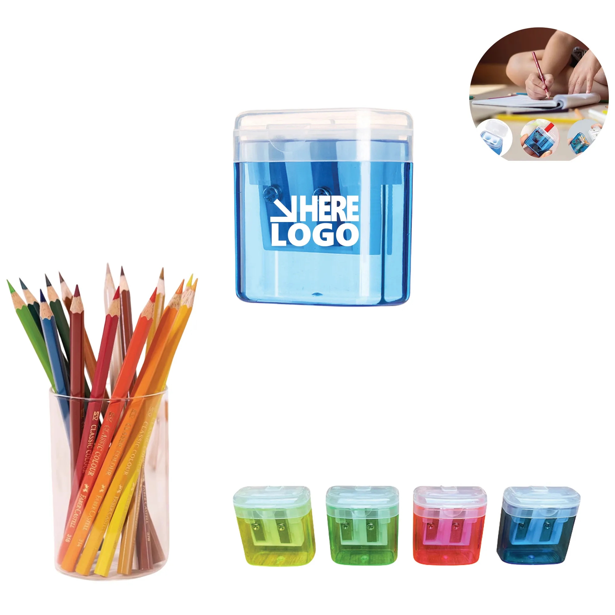 Holes Small Manual Pencil Sharpener with Lid