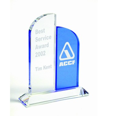DOUBLE ARCHBLUE AND CLEAR CRYSTAL AWARD 2