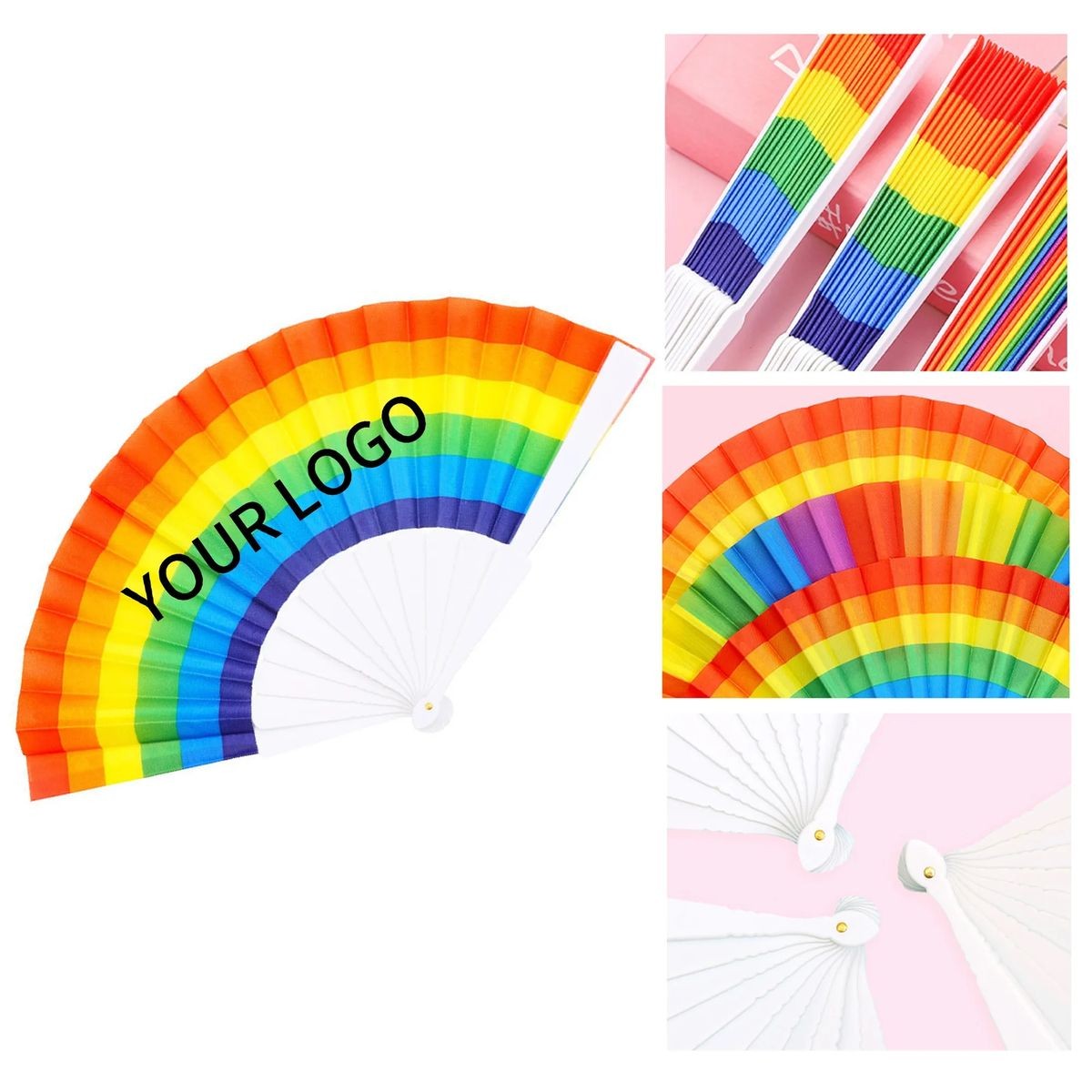 9 Inch Rainbow Folding Fan Lightweight and Portable 2