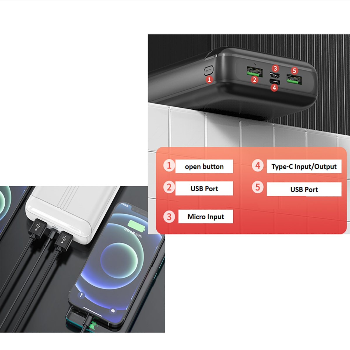 1000MAH Power Bank Portable 3