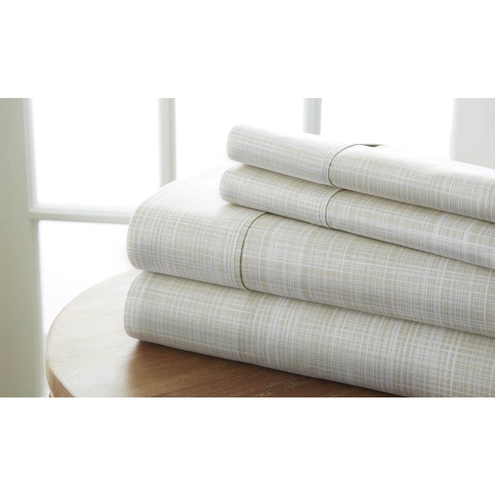 Premium Sheet Sets - Beige Queen Thatch Pattern 4 Piece 2