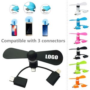3 In 1 Mini Fan For Smart Phone Portable USB And USB C Compatible 1