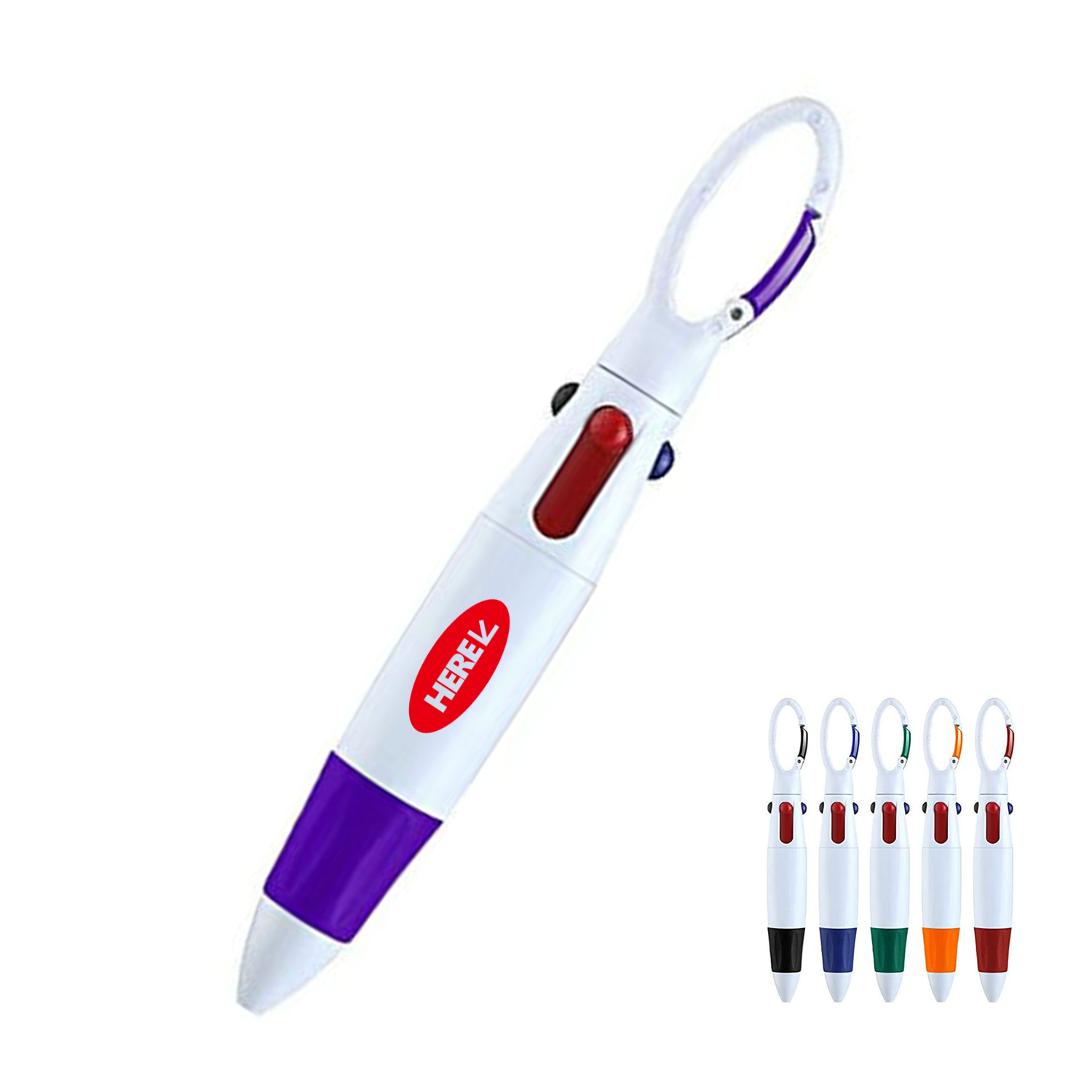 MOQ50 4-in-1 Multi-Color Pen with Carabiner Clip 1