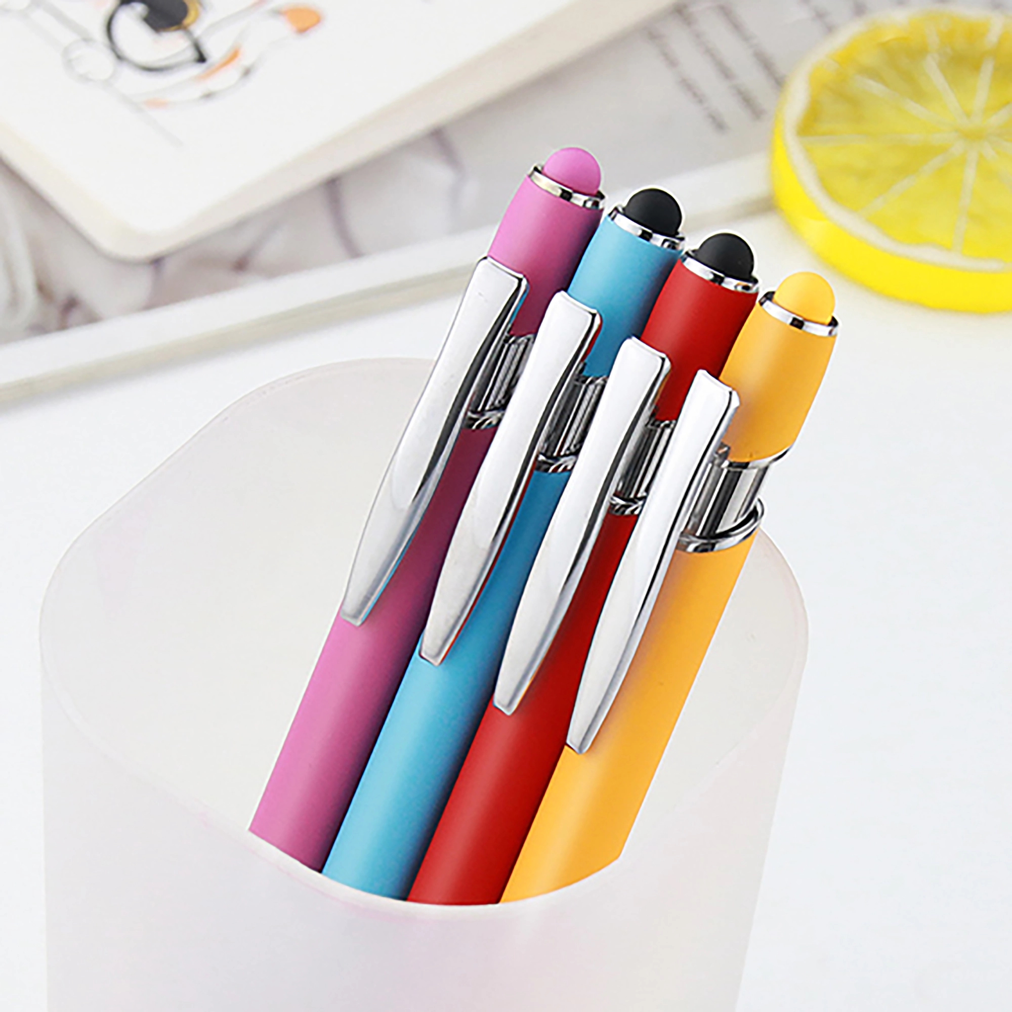 MOQ 100pcs Multi Color Metal Touch Screen Ballpoint Pen 6