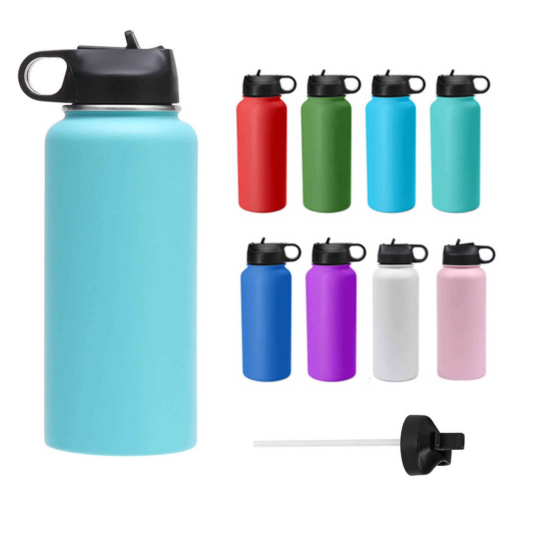 32oz Stainless Steel Vaccum Insulated Wide Mouth / Water Bottle With Straw 1