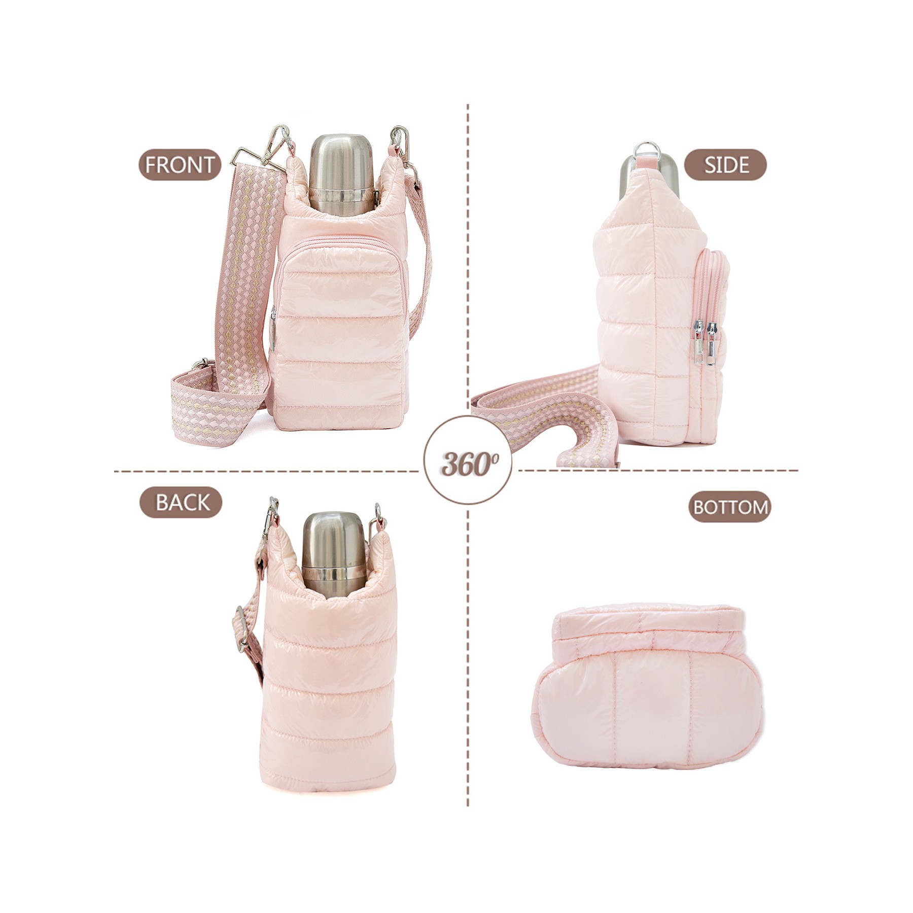 Water Bottle Holder Carrier Shoulder Bag With Strap Water Bottle Puffer Bag 2
