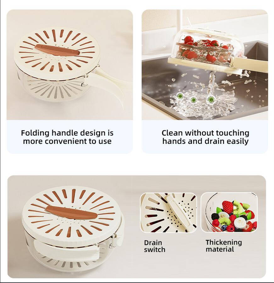 Folding Handle Double Layer Multifunctional Drainer Basket 5