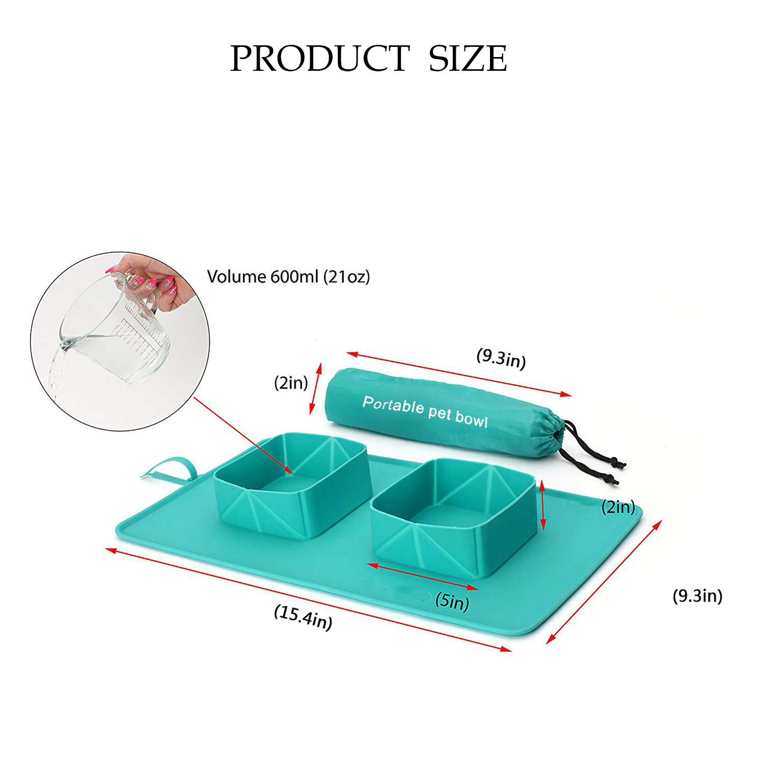 Portable Pet Bowl Foldable Waterproof Stain Resistant 2