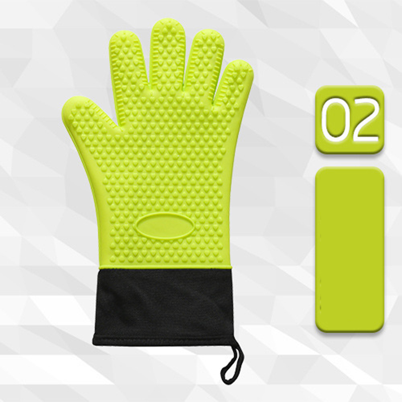 Long Silicone Waterproof BBQ Kitchen Grilling Gloves w/Inner Cotton Layer 12