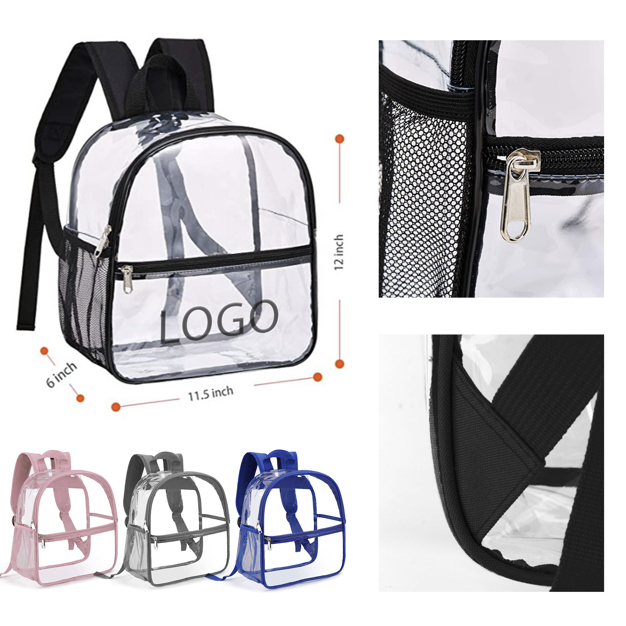 MOQ 10 PCS Stylish PVC Transparent Backpack 2
