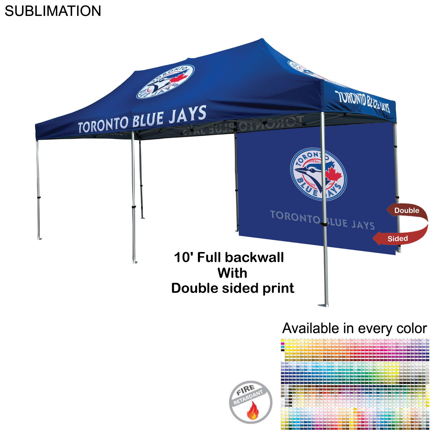 48 Hr Quick Ship - 10' Back Wall for 10x20 Tent Kit, Sublimated, Double Sided Print 6