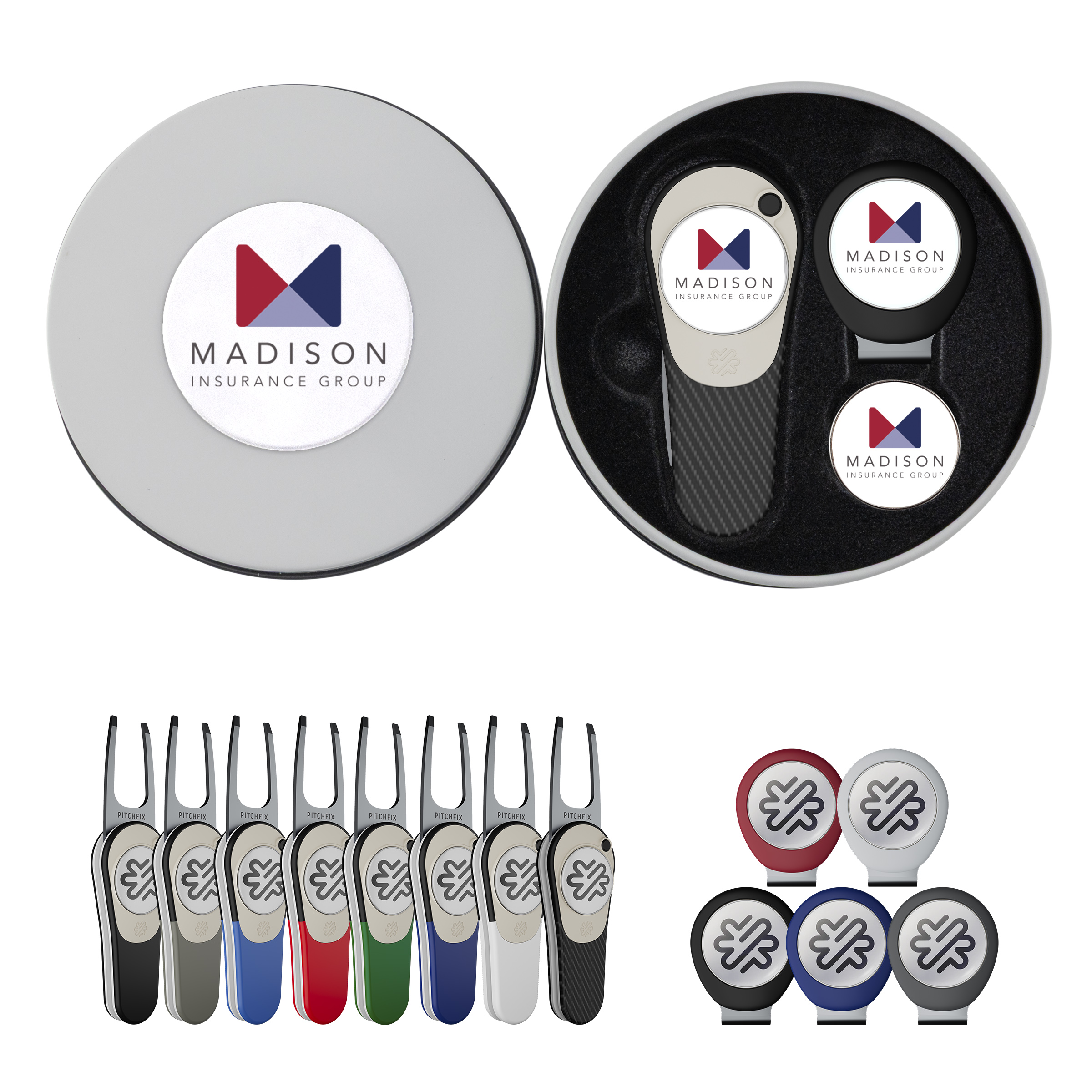 Pitchfix Icon Golf Divot Tool Deluxe Gift Set w/ Hat Clip 5