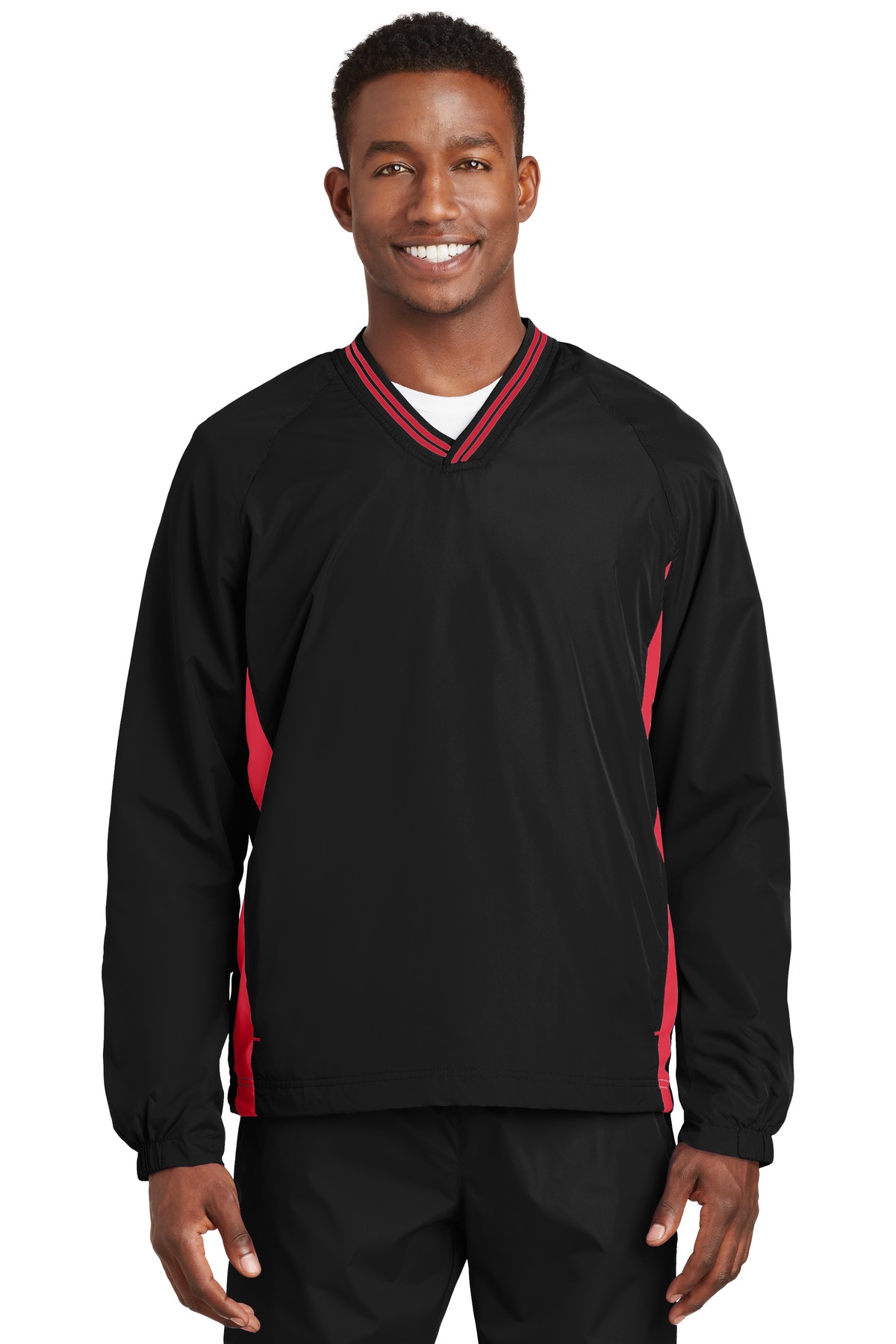 Sport-Tek Tipped V-Neck Raglan Wind Shirt. JST62 10