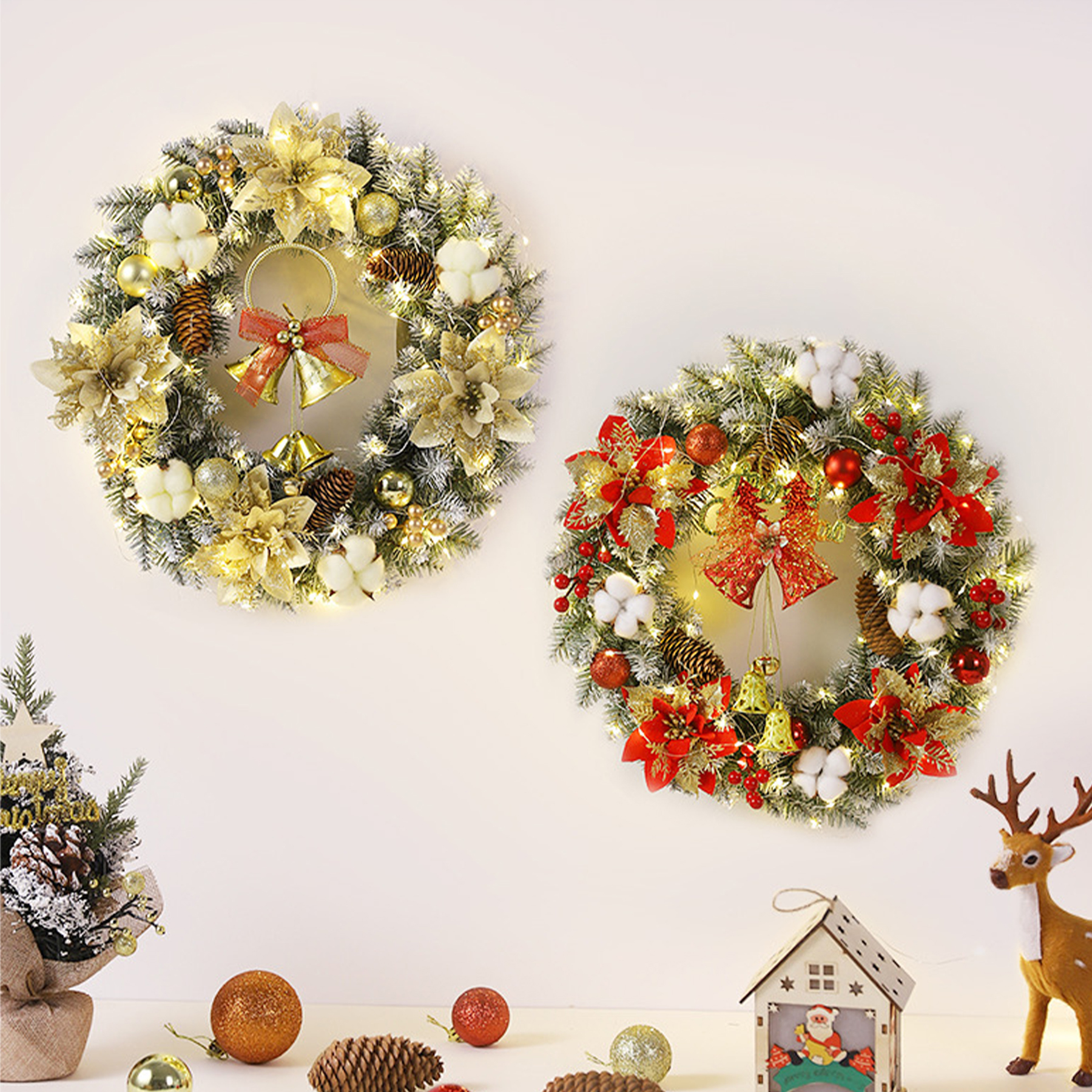 Front Door Lighted Wreath Decorations 2