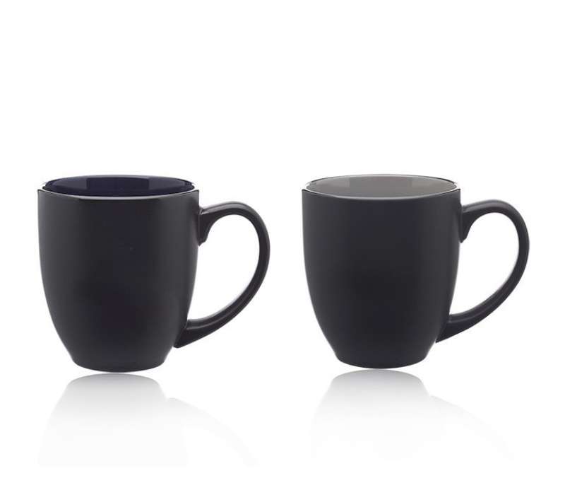 Two-Tone Black Matte Ceramic Mug, 16 oz. 1