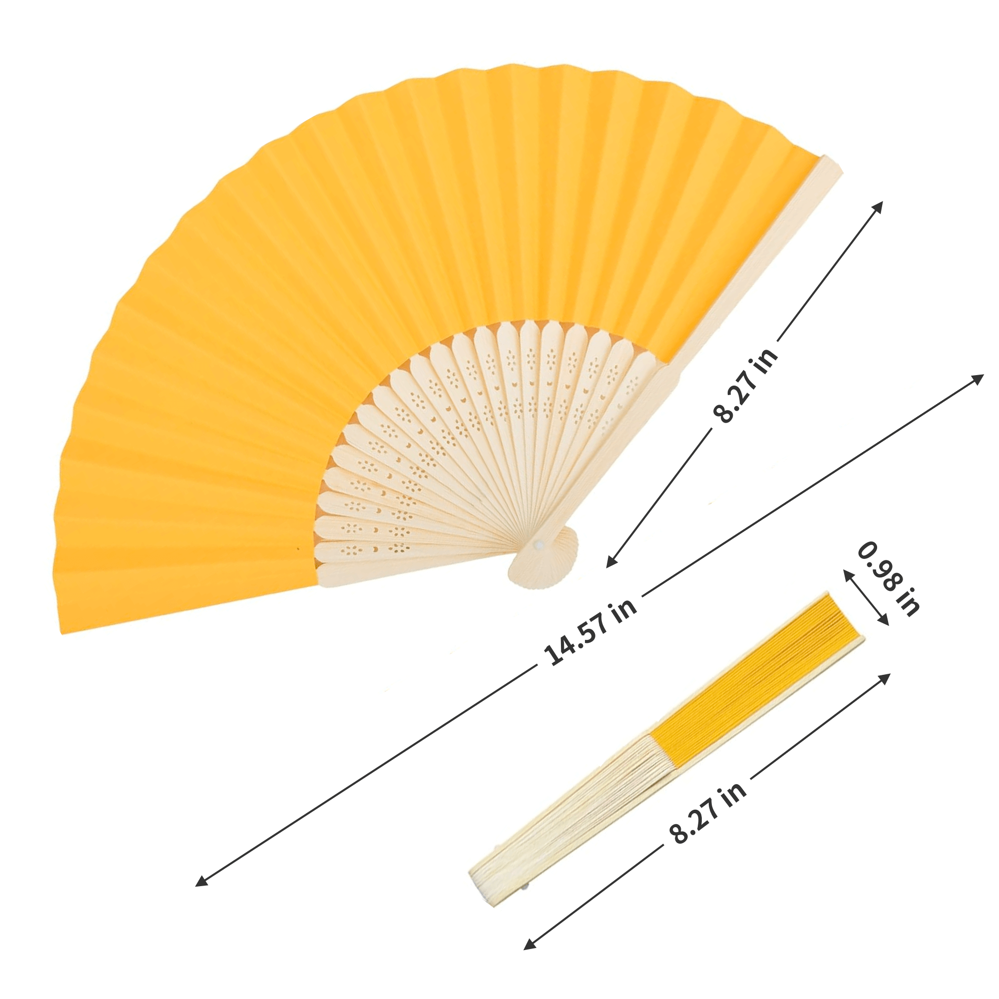 8'' Multicolor Paper Bamboo Handheld Folded Fan 2