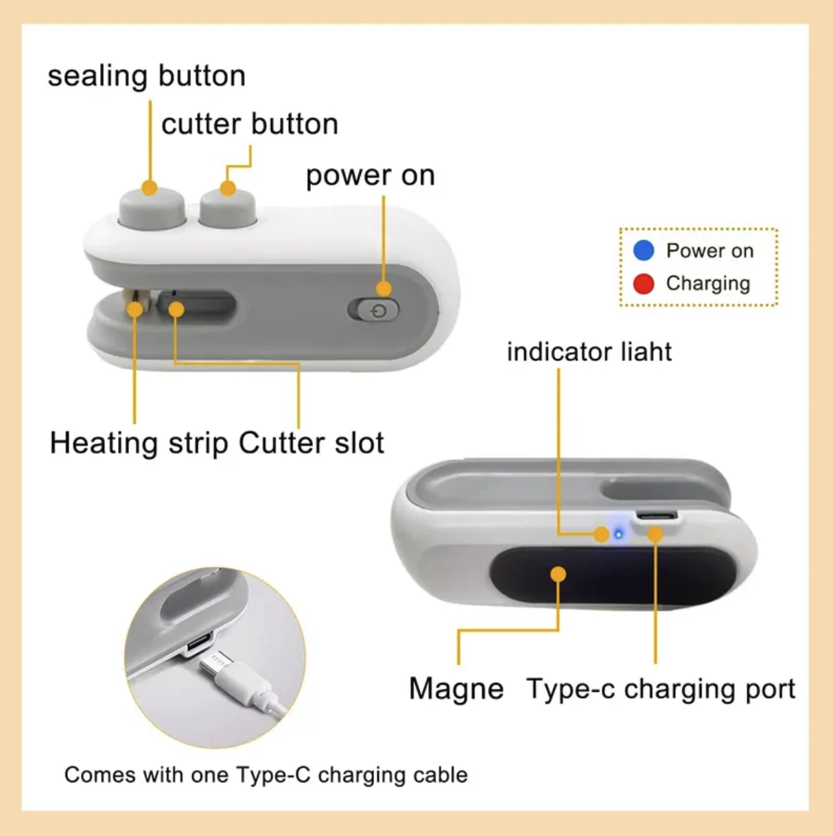Mini Rechargeable 2 in 1 BagHeat Sealer Machine 6