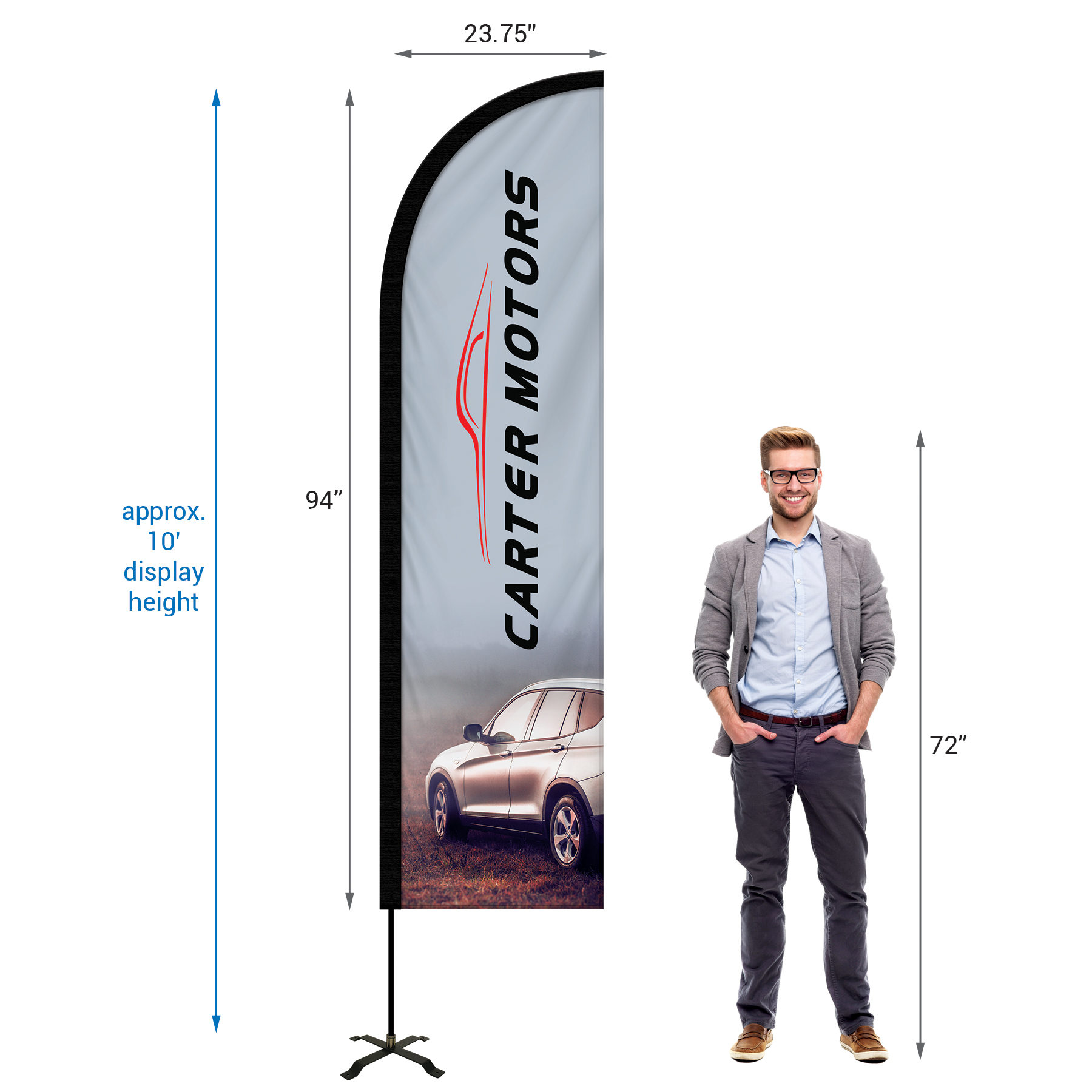 8' Portable Single Reverse Half Drop Kit w/ Cross Base 12