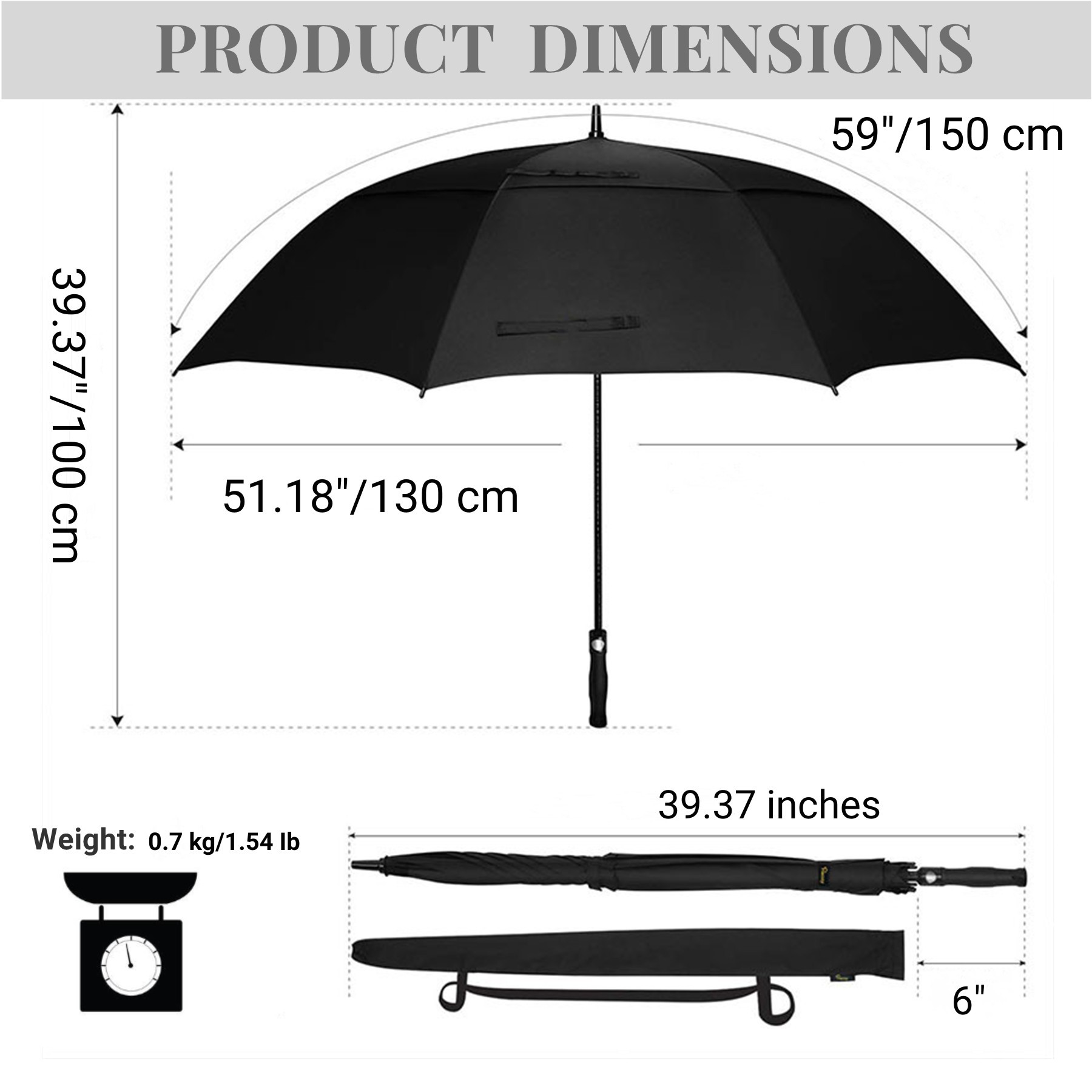 The 59" Arc Double Canopy Uv Protection Golf Umbrella 2