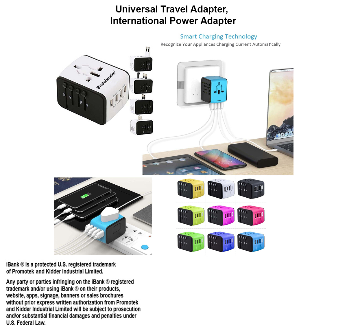 iBank ® Universal Travel Adapter, International Power Adapter 3