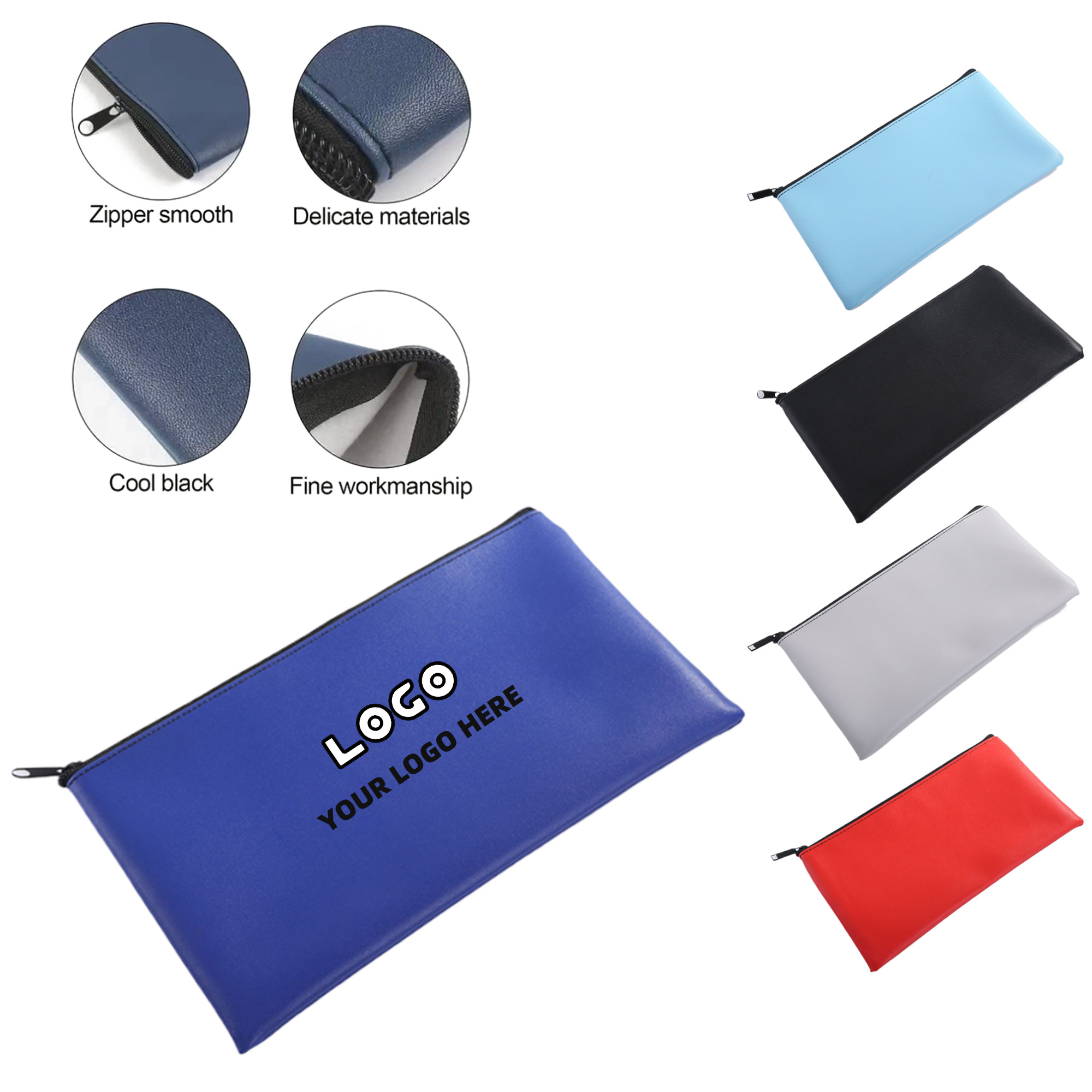 PU Leather Zipper Bank Deposit Bag 2