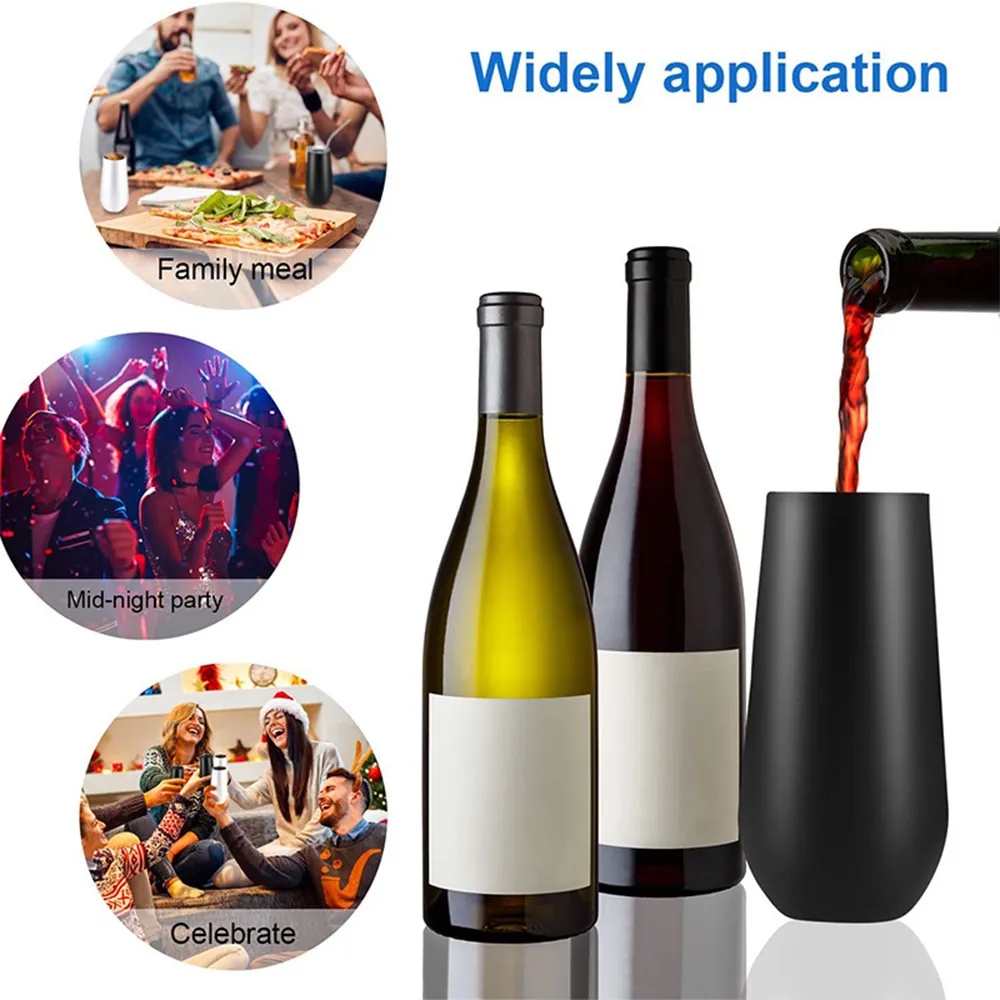 Insulated Champagne Flute With Top Lid Stainless Steel Cup 12