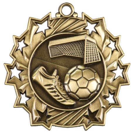Soccer Ten Star Medal, 2-1/4" 2
