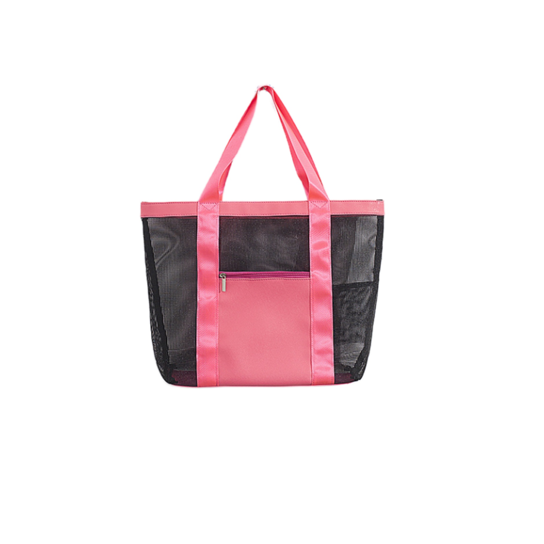 Foldable Mesh Beach Shoulder Bag with Front Zipper Pocket 8