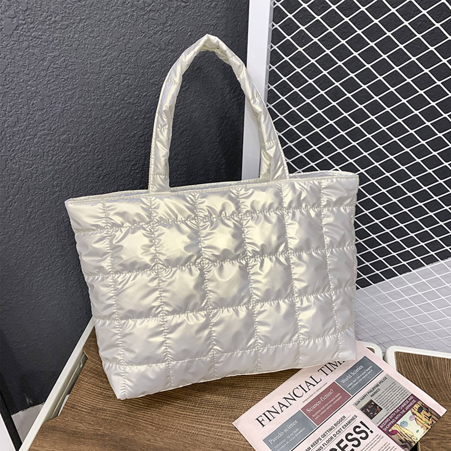 Quilted Puffer Tote Bag 7