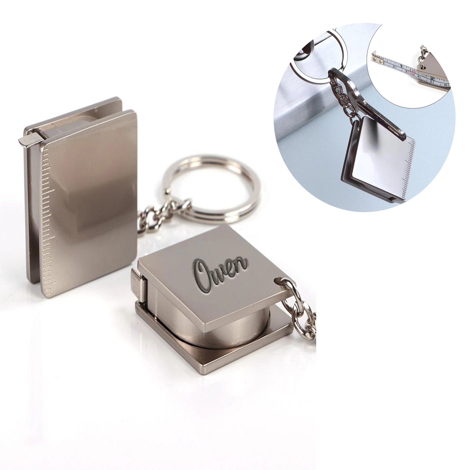 Stainless Steel Tape Measure Keychain 2