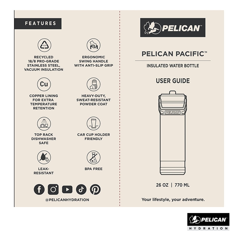 Pelican Pacific™ 26 oz. Recycled Double Wall Stainless Steel Water Bottle 65