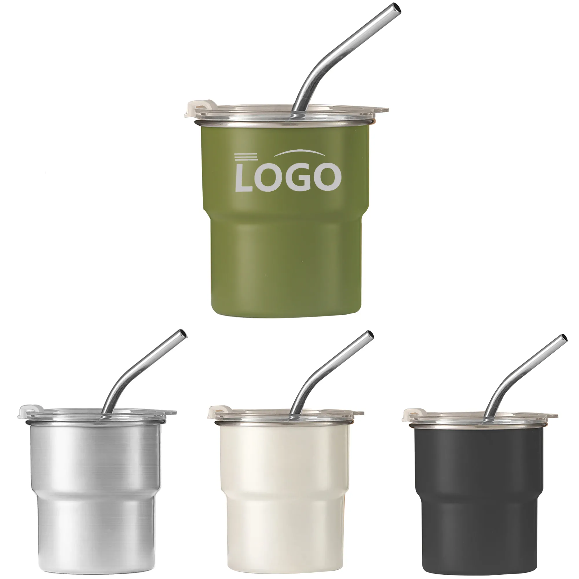 10OZ 304 Stainless Steel Coffee Mug With Lid Straw 1
