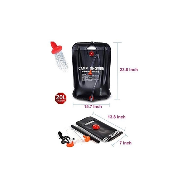 5 Gallons/20L Large Capacity Solar Camping Shower Bag 4