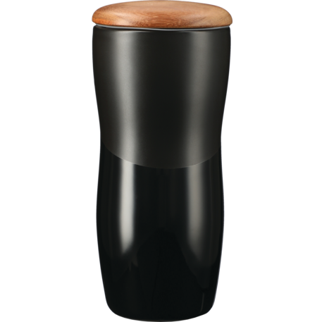 Reno Double Wall Ceramic Tumbler w/Wood Lid 10oz 34