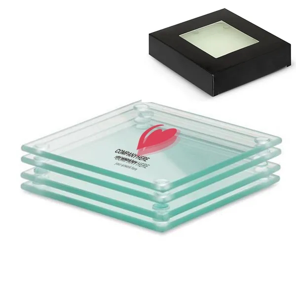 Square Shaped Glass Coaster Set of 4 Pack 2