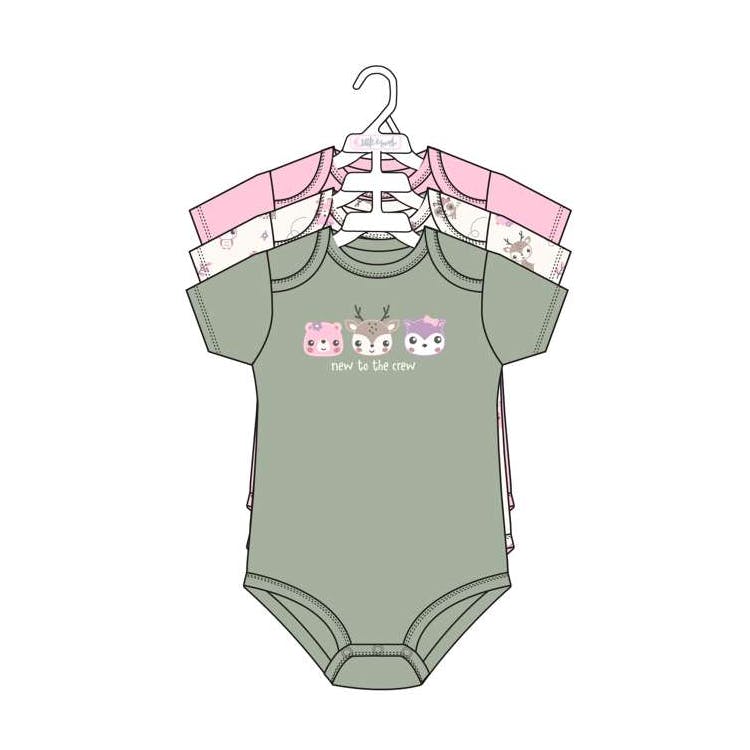 3pk Girls Short Sleeve Creepers Size 0-9M 1