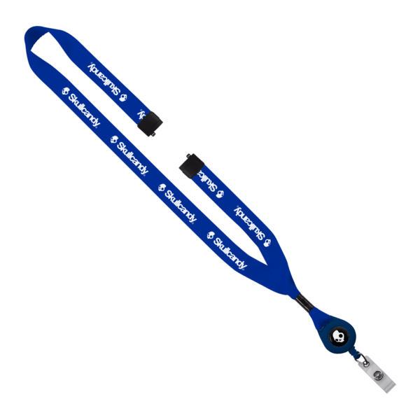 3/4" Polyester Lanyard with Metal Crimp & Retractable Badge Reel 381