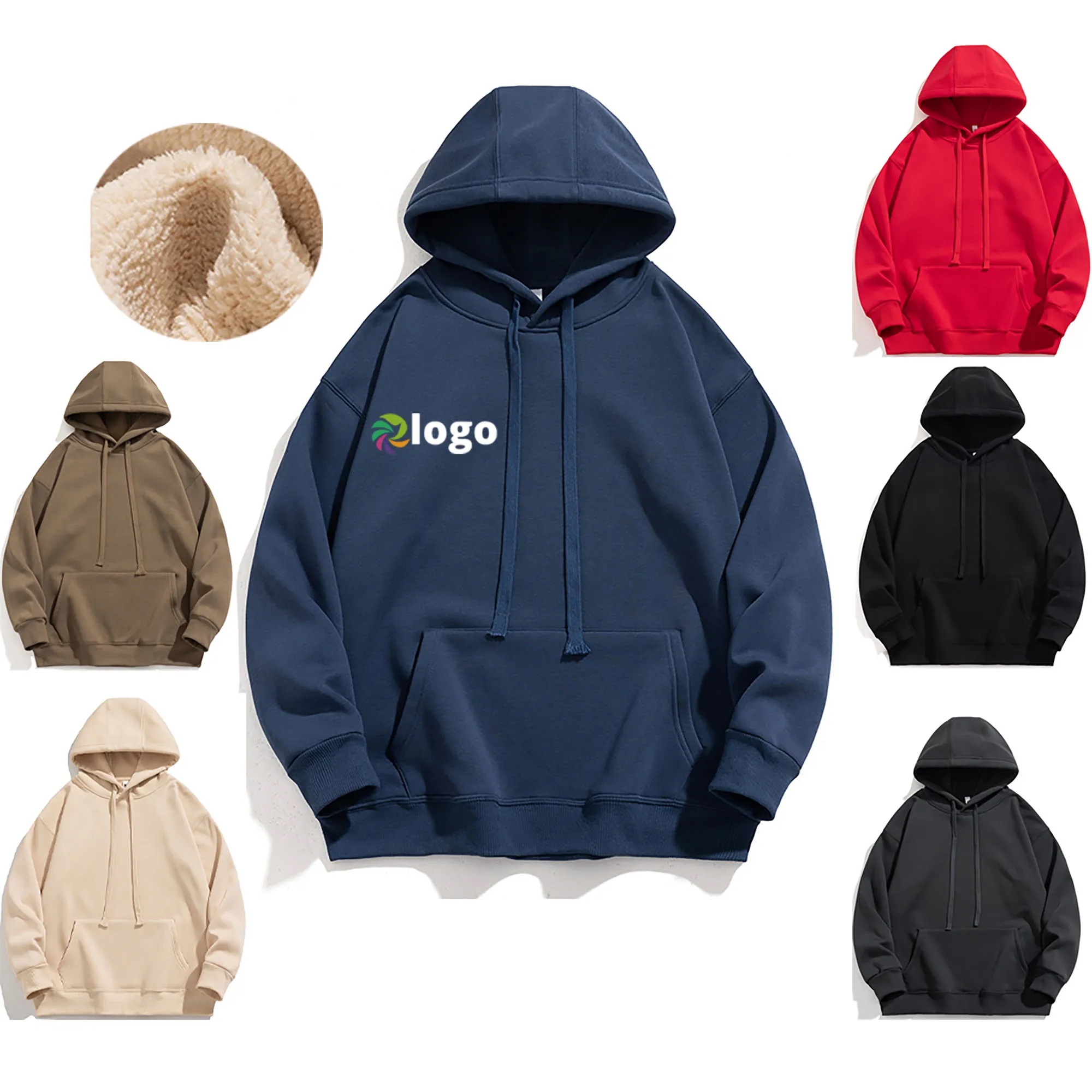 Custom Thicken Fleece Hoodie with Pocket Low Moq, custom hoodie or sweatshirt with logo imprint 5