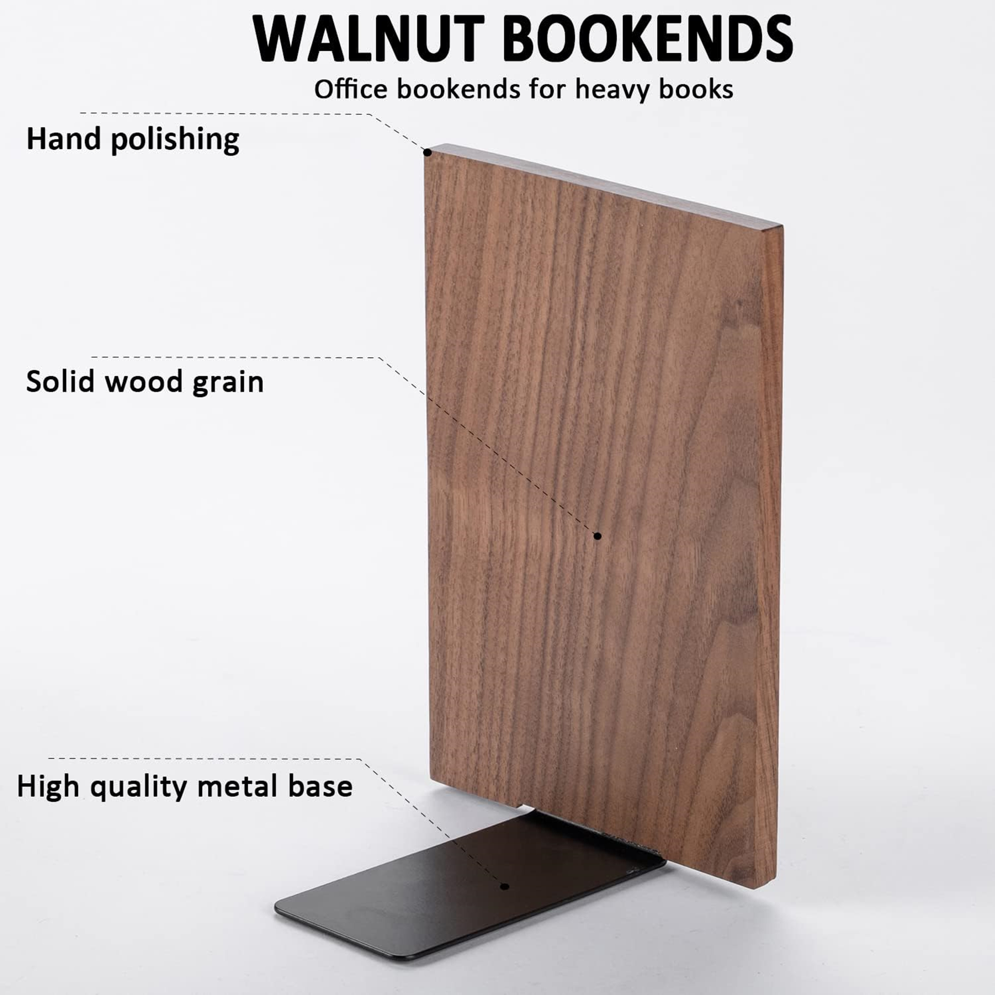 1 Pair Of Wood Walnut Bookends 5